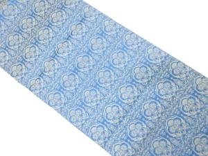 横段に花更紗模様織り出し　袋帯